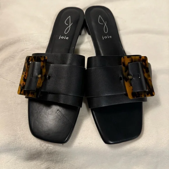 Joie Black Sandals with Tortoise Buckle - Picture 2 of 5